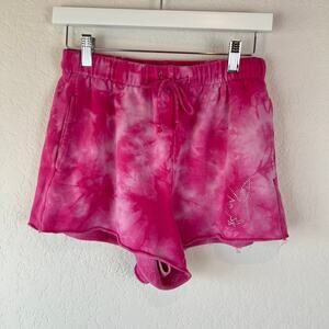 Playboy by Pacsun Rhinestone Bunny Sweat Shorts size Small Pink Tie Dye